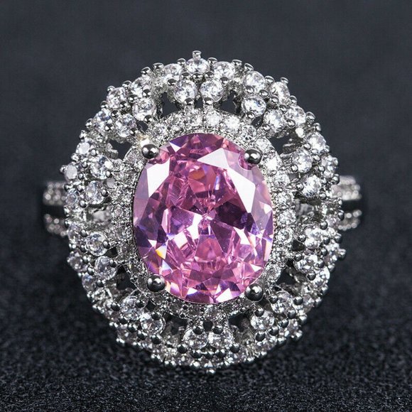 Jewelry - 925 Silver Oval Cut Pink Sapphire Ring Size 6 New
